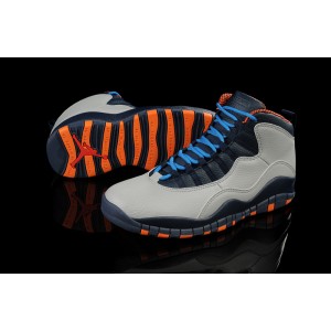 chaussures jordan 10 gris bleu orange