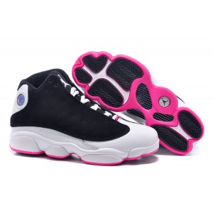 chaussure de basket jordan femme 13 noir blanc Hyper rose